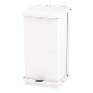 Rubbermaid Commercial Defenders Heavy-Duty Steel Step Can, 6.5 gal, Steel, White