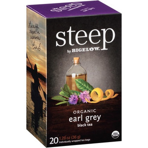 Steep by Bigelow Organic Earl Grey Black Tea Bag - Black Tea - 1.3 oz - 20 Teabag - GMO Free - Kosher