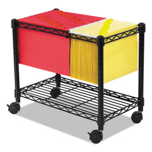 Safco Wire Mobile File, Metal, 1 Shelf, 2 Bins, 14" x 24" x 20.5", Black (SAF5201BL) View Product Image