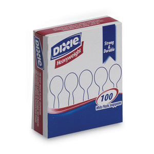 Dixie Plastic Cutlery, Heavyweight Soup Spoons, White, 100/Box (DXESH207) View Product Image