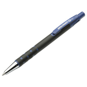 AbilityOne 7520013527310 SKILCRAFT Rubberized Ballpoint Pen, Retractable, Fine 0.7 mm, Blue Ink, Black Barrel, Dozen (NSN3527310) View Product Image
