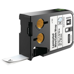 Dymo XTL Laminated Wire/Cable Wrap - x 53/64" Width x 1 17/32" Length - Rectangle - Thermal Transfer - Black on White - Vinyl