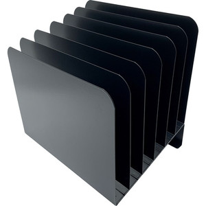 Huron Slanted Vertical Slots Desktop Organizer - 8 Compartment(s) - Vertical - 10" Height x 9.75" Width x 11" Depth - Durable - Black