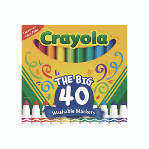 Crayola Ultra-Clean Washable Markers, Broad Bullet Tip, Assorted Colors, 40/Set