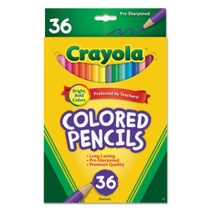 Crayola Short-Length Colored Pencil Set, 3.3 mm, 2B, Assorted Lead and Barrel Colors, 36/Pack
