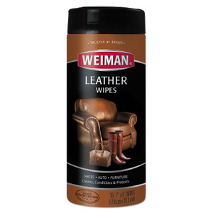 WEIMAN Leather Wipes, 1-Ply, 7 x 8, White, 30/Canister, 4 Canisters/Carton (WMN91CT) View Product Image