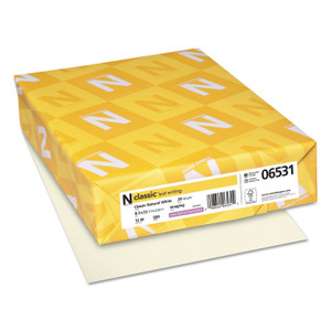 Neenah Paper CLASSIC Laid Stationery, 24 lb Bond Weight, 8.5 x 11, Classic Natural White, 500/Ream (NEE06531) View Product Image