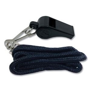 Champion Sports Sports Whistle with Black Nylon Lanyard, Plastic, Black, Dozen (CSIBP601) View Product Image