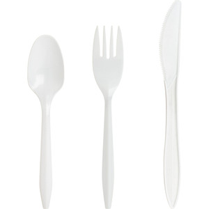 Genuine Joe Fork, Plastic, Medium-weight, 1000/CT, White (GJO20000) View Product Image