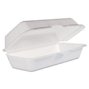Dart Foam Hinged Lid Container, Hot Dog Container, 3.8 x 7.1 x 2.3, White,125/Bag, 4 Bags/Carton (DCC72HT1) View Product Image