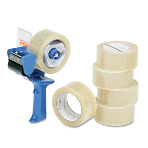 AbilityOne 7510015796872 SKILCRAFT Commercial Package Sealing Tape with Pistol Grip Dispenser, 3" Core, 2" x 55 yds, Clear, 6/Pack (NSN5796872) View Product Image