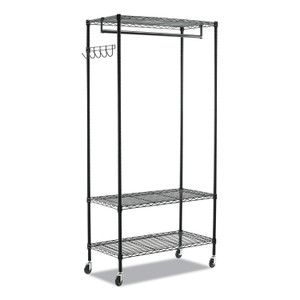 Alera Wire Shelving Garment Rack, 40 Garments, 48w x 18d x 75h, Black (ALEGR364818BL) View Product Image