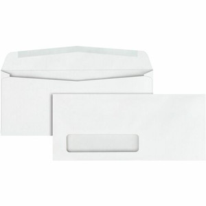 Quality Park No. 10 Single Window Business Envelopes with Embossed Ridges - Single Window - #10 - 4 1/8" Width x 9 1/2" Length - 24 lb - Gummed