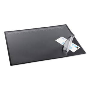 Artistic Desk Pad with Transparent Lift-Top Overlay and Antimicrobial Protection, 31" x 20", Black Pad, Transparent Frost Overlay