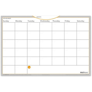 At-A-Glance WallMates Monthly Planning Surface - Monthly - 12" x 18" Sheet Size - White - Reference Calendar, Self-adhesive, Adhesive Backing, Residue-free, Dry Erase Surface
