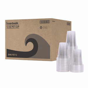 Boardwalk Clear Plastic Cold Cups, 12 oz, 50/Sleeve, 20 Sleeves/Carton