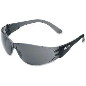 Crews Checklite Gray Lens Safety Glasses - Ultraviolet Protection - Gray Lens - Comfortable, Scratch Resistant, Lightweight, Adjustable Temple