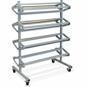 Pacon Horizontal Art Paper Roll Dispenser - 36" Roll Width Supported x 9" Roll Diameter Supported - Mobile Unit, Locking Casters, Powder Coated - Gray - Steel