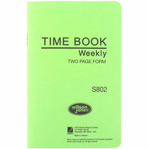 Wilson Jones Foreman's Time Book - Cloth Bound - 4.13" x 6.75" Sheet Size - White Sheet(s) - Green Cover