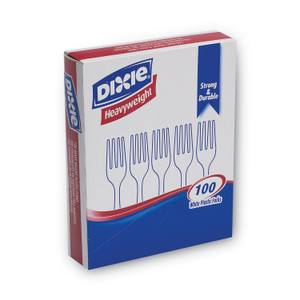Dixie Plastic Cutlery, Heavyweight Forks, White, 100/Box (DXEFH207) View Product Image