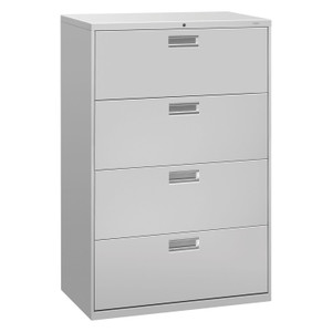 HON Brigade 600 Series Lateral File, 4 Legal/Letter-Size File Drawers, Light Gray, 36" x 18" x 52.5"