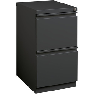 Lorell 20" File/File Mobile File Cabinet with Full-Width Pull - 15" Width x 19.9" Depth x 27.8" Height - 2 x Drawer(s) for File - Letter - Recessed Drawer, Security Lock, Ball-bearing Suspension, Casters - Charcoal