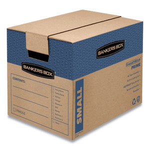 Bankers Box SmoothMove Prime Moving/Storage Boxes, Hinged Lid, Regular Slotted Container, Small, 12" x 16" x 12", Brown/Blue, 10/Carton (FEL0062701) View Product Image