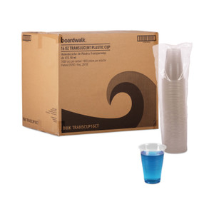 Boardwalk Translucent Plastic Cold Cups, 16 oz, 50/Sleeve, 20 Sleeves/Carton