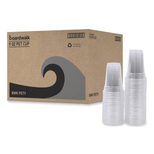 Boardwalk Clear Plastic Cold Cups, 9 oz, 50/Sleeve, 20 Sleeves/Carton