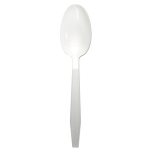 Boardwalk Heavyweight Polypropylene Cutlery, Teaspoon, White, 1000/Carton (BWKTEAHWPPWH) View Product Image