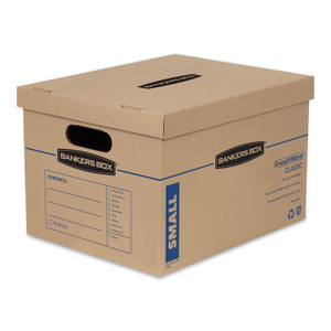 Bankers Box SmoothMove Classic Moving/Storage Boxes, Half Slotted Container (HSC), Small, 12" x 15" x 10", Brown/Blue, 15/Carton View Product Image