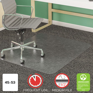 deflecto SuperMat Frequent Use Chair Mat, Med Pile Carpet, 45 x 53, Beveled Rectangle, Clear (DEFCM14243) View Product Image