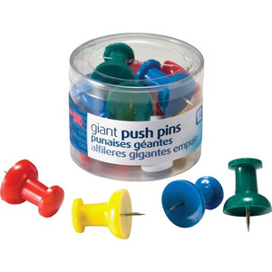 Officemate Giant Push Pins - 1.5" Length - Assorted