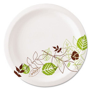 Dixie Pathways Soak-Proof Shield Mediumweight Paper Plates, 6.88" dia, Green/Burgundy, 125/Pack, 8 Packs/Carton (DXEUX7PATH) View Product Image