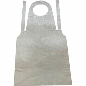 Genuine Joe 50" Disposable Poly Apron - White - Polyethylene, Polyethylene - 100/Pack