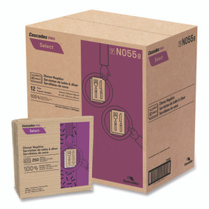 Cascades PRO Select Dinner Napkins, 1-Ply, 16 x 15.5, Natural, 250/Pack, 12 Packs/Carton