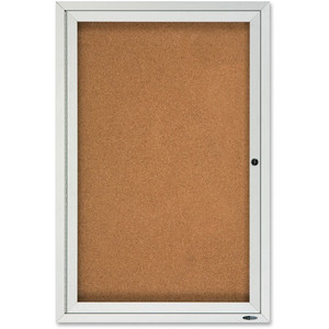 Quartet Enclosed Cork Bulletin Board for Outdoor Use - 36" Board Height x 24" Board Width - Brown Cork Surface - Hinged, Wear Resistant, Tear Resistant, Water Resistant, Shatter Proof, Acrylic Glass, Weather Resistant, Lock - Silver Aluminum Frame