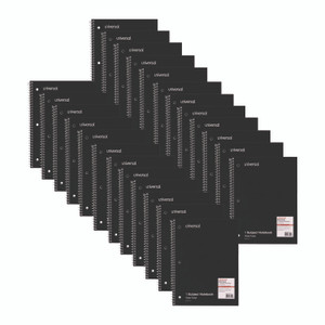Universal Wirebound Notebook, 1-Subject, Wide/Legal Rule, Black Cover, (70) 10.5 x 8 Sheets