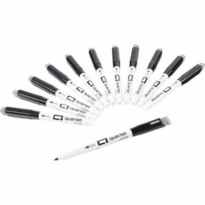 Quartet Classic Dry-Erase Markers with Eraser Cap - Fine Bullet Marker Point - Black Ink