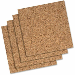 Quartet Frameless Modular Natural Cork Tiles - 12" Board Height x 12" Board Width - Brown Natural Cork Surface - Frameless, Durable, Self-healing
