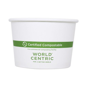 World Centric Paper Bowls, 8 oz, 3.5" Diameter x 2.3" h, White, 1,000/Carton