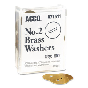 ACCO #2 Washers for Two-Prong Fasteners, 1.25" Diameter, Brass, 100/Box (ACC71511) View Product Image