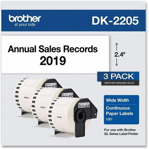 Brother DK Multipurpose Label - 2 2/5" Width - Rectangle - Thermal - Black on White - Paper - (BRTDK22053PK)