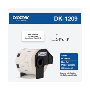 Brother Die-Cut Address Labels, 1.1" x 2.4", White, 800 Labels/Roll (BRTDK1209) View Product Image