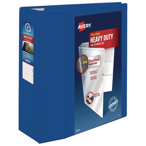Avery Heavy-Duty View Binder with DuraHinge and Locking One Touch EZD Rings, 3 Rings, 5" Capacity, 11 x 8.5, Pacific Blue