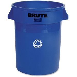 Rubbermaid Commercial Brute 32-Gallon Vented Recycling Containers - 32 gal Capacity - Round - Handle, Peel Resistant, Reinforced, UV Coated, Damage Resistant, Warp Resistant, Heavy Duty - 27.3" Height x 21.9" Diameter - Plastic, Stainless Steel