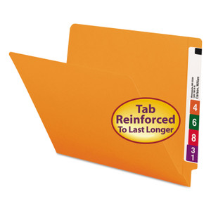 Smead Shelf-Master Reinforced End Tab Colored Folders, Straight Tabs, Letter Size, 0.75" Expansion, Orange, 100/Box