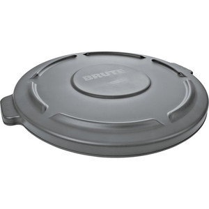 Rubbermaid Commercial Brute 32-Gallon Container Flat Lids - Round - Plastic - Gray