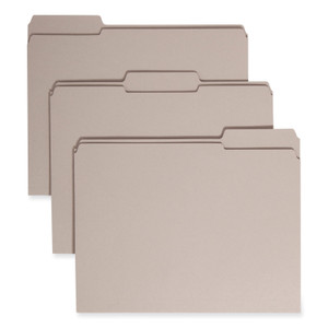 Smead Reinforced Top Tab Colored File Folders, 1/3-Cut Tabs: Assorted, Letter Size, 0.75" Expansion, Gray, 100/Box