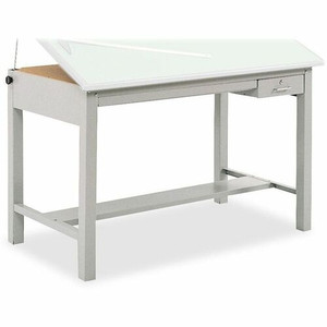 Safco Precision Drafting Table Base - Enamel Four Leg Base - 35.50" Height x 56.38" Width x 30.50" Depth - Assembly Required - Gray - Steel
